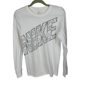 Men's Nike Spell Out Graphic Logo Long-Sleeve T-Shirt White Size XS